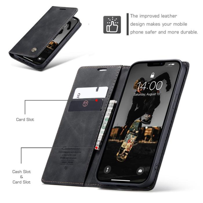 Caseme - CASEME 013 Series Plånboksfodral i Konstläder för iPhone 13 Pro - Svart