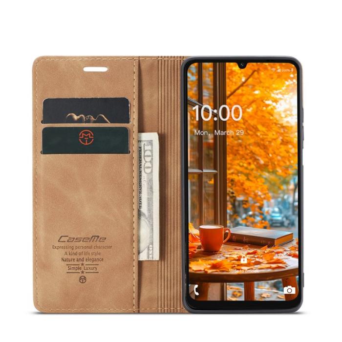 Caseme - CASEME 013 Series Konstläder Plånboksfodral till Samsung Galaxy A06 4G - Brun