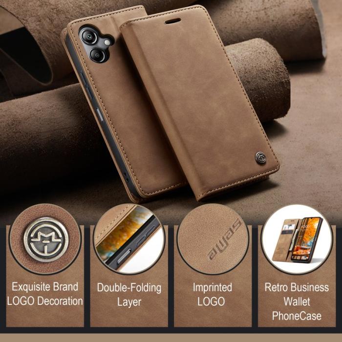 Caseme - CASEME 013 Series Konstläder Plånboksfodral till Samsung Galaxy A06 4G - Brun