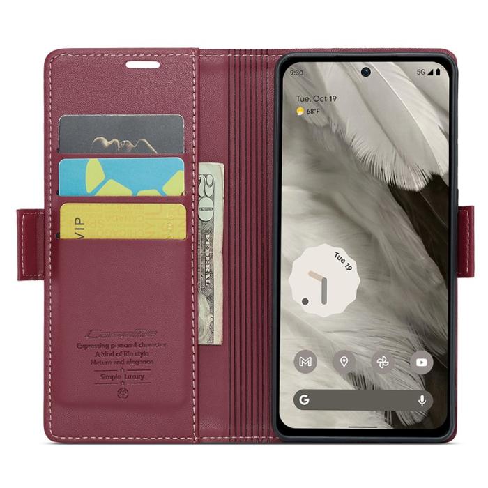 Caseme - CASEME Plånboksfodral Konstläder till Google Pixel 8 - Röd