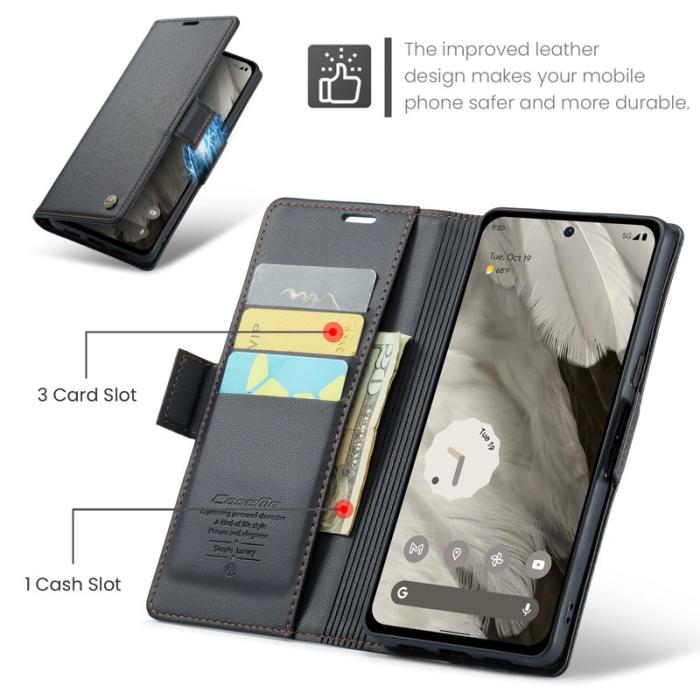Caseme - CASEME Plånboksfodral Konstläder till Google Pixel 8 - Svart