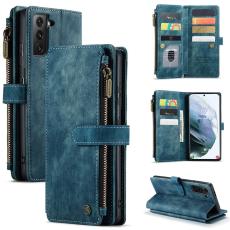 Caseme - CASEME Konstl&auml;der Pl&aring;nboksfodral f&ouml;r Samsung Galaxy S22 5G - Bl&aring;