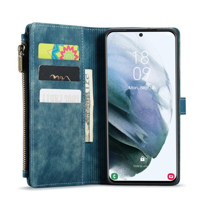 Caseme - CASEME Konstläder Plånboksfodral för Samsung Galaxy S22 5G - Blå