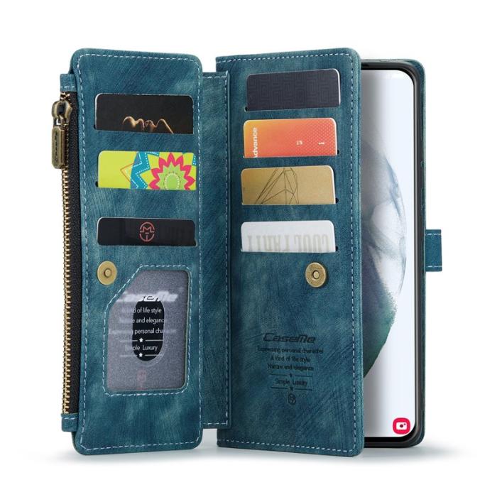 Caseme - CASEME Konstläder Plånboksfodral för Samsung Galaxy S22 5G - Blå