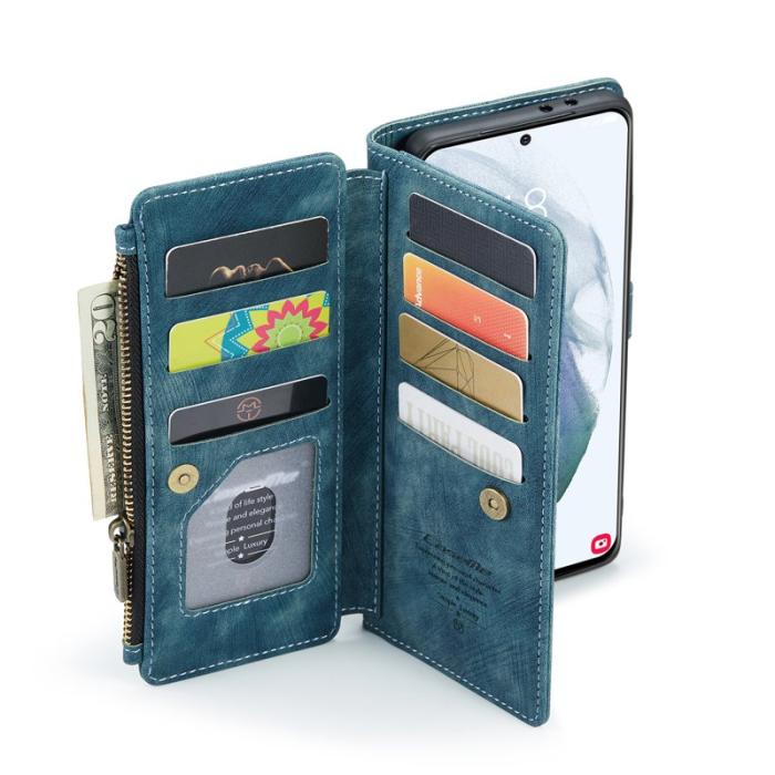 Caseme - CASEME Konstläder Plånboksfodral för Samsung Galaxy S22 5G - Blå