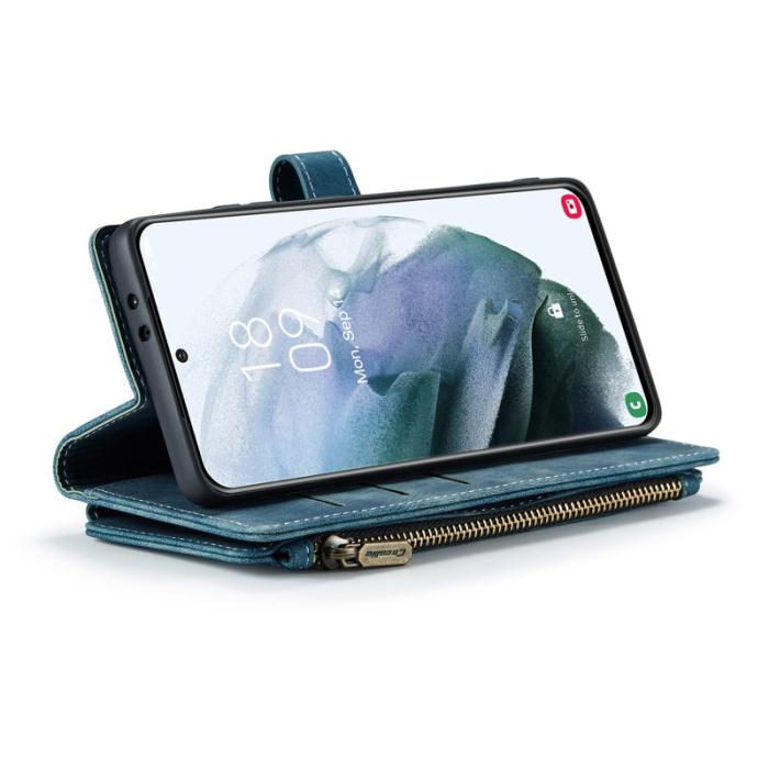 Caseme - CASEME Konstläder Plånboksfodral för Samsung Galaxy S22 5G - Blå