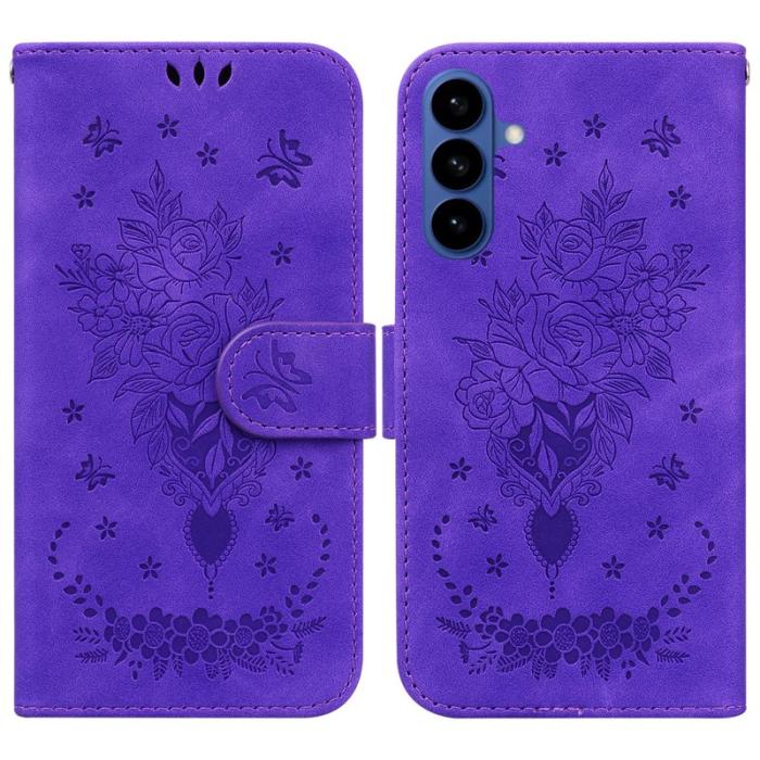 OEM - Samsung Galaxy S26 / S26 Pro Plånboksfodral Konstläder Butterfly Blomma - Lila