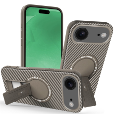 A-One Brand - iPhone 17 Air Mobilskal MagSafe Kickstand Carbon Fiber - Brun