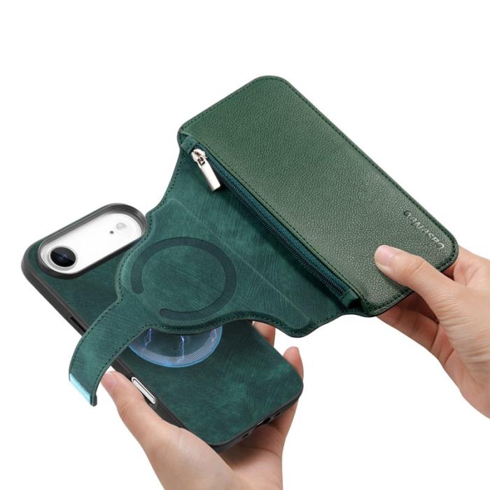 CASENEO - CASENEO MW-02 iPhone Air Plånboksfodral Konstläder - Grön