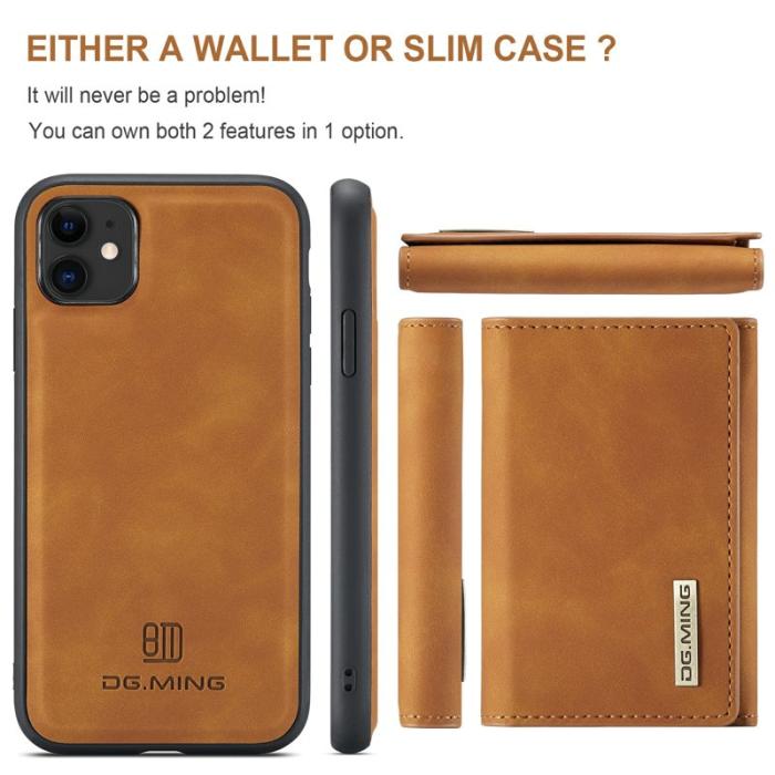 DG.MING - DG.MING M1 Wallet Mobilskal med Kickstand för iPhone 11 - Brun