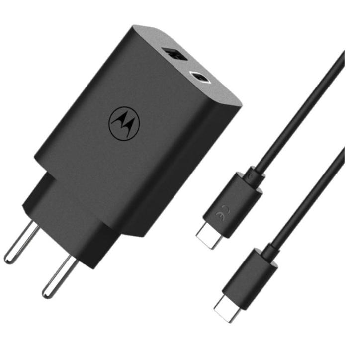 Motorola - Motorola Snabbladdare 50W 1xUSB-A 1xUSB-C med 1m Kabel TurboPower - Svart