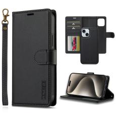 LC.imeeke - LC.IMEEKE L2 Series iPhone 15 Plus Pl&aring;nboksfodral Konstl&auml;der - Svart