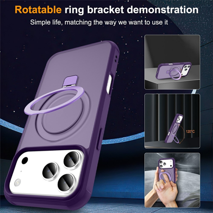 A-One Brand - iPhone 17 Pro Mobilskal MagSafe TPU+PC Kickstand - Lila