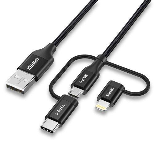 Choetech 3in1 USB-A till USB-C Lightning microUSB kabel 1.2m | 3541 | AlltMobil