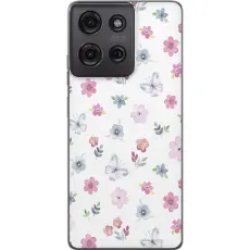 Gustaf - Mobilskal till Motorola Moto G75 med Blommor och fj&auml;rillar