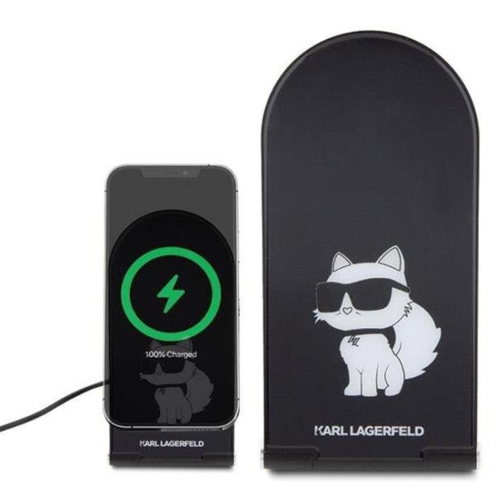 KARL LAGERFELD - Karl Lagefeld 2-in-1 Trådlös Laddare Magsafe Induktionsladdare - Svart