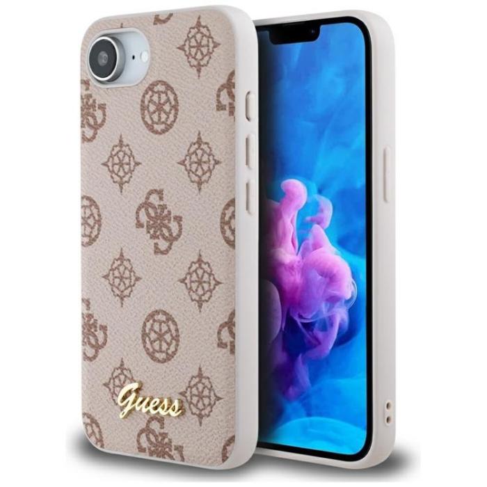 Guess - Guess iPhone 16e Mobilskal MagSafe Peony Script Logo - Brun