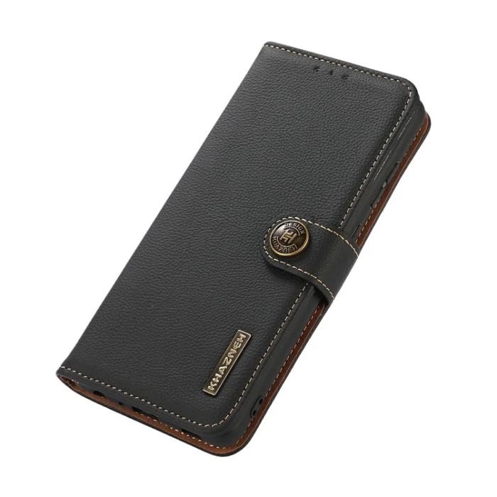 KHAZNEH - Khazneh Sony Xperia 1 VII Plånboksfodral Genuine Cow Läder - Svart