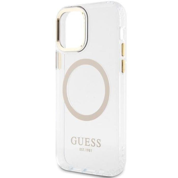 Guess - Guess iPhone 12 Pro/12 Mobilskal Magsafe Metall Outline - Guld