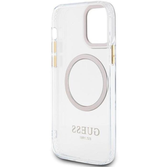 Guess - Guess iPhone 12 Pro/12 Mobilskal Magsafe Metall Outline - Guld