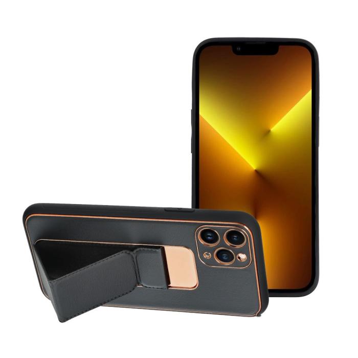 UTGATT1 - Forcell iPhone 14 Pro Max Skal Läder Kickstand Svart