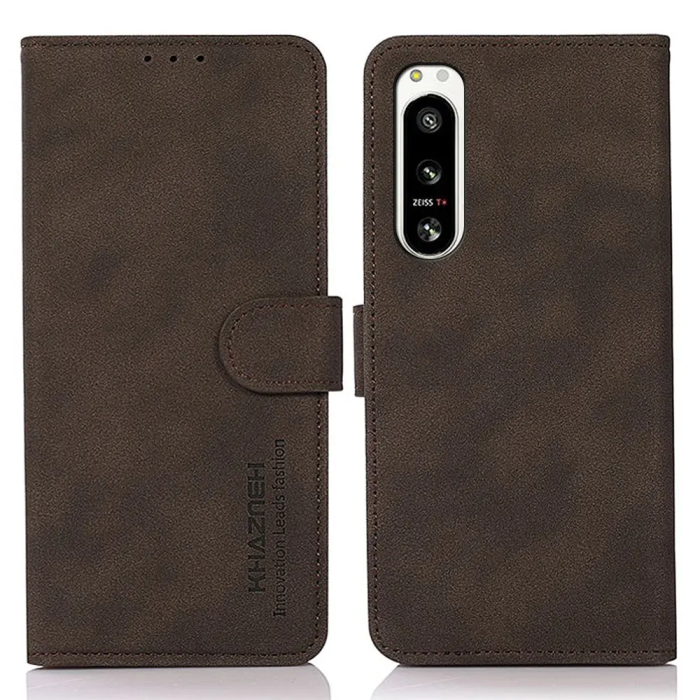 KHAZNEH - KHAZNEH Sony Xperia 5 IV Plånboksfodral Anti-dropp - Brun
