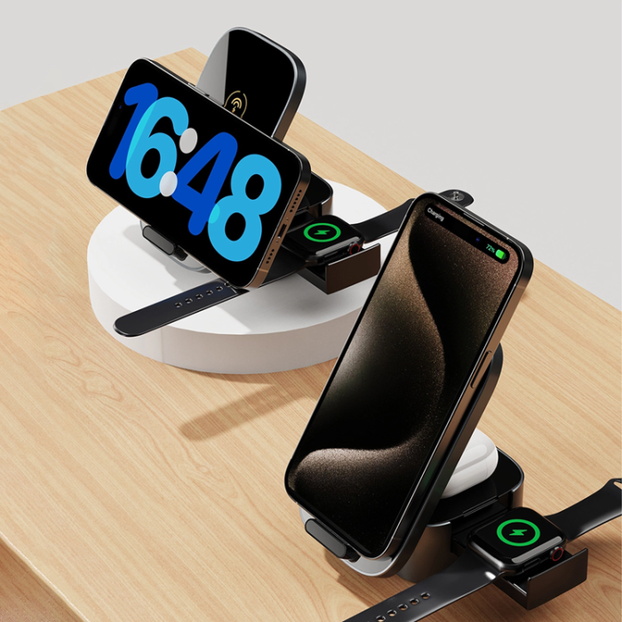 Dudao - Dudao 3-in-1 Trådlös Laddare Induktionsladdare 15W Mobil/Smartwatch/Hörlurar