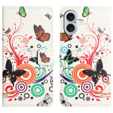 A-One Brand - iPhone 17 Plånboksfodral Pattern Print - Vit Fjäril