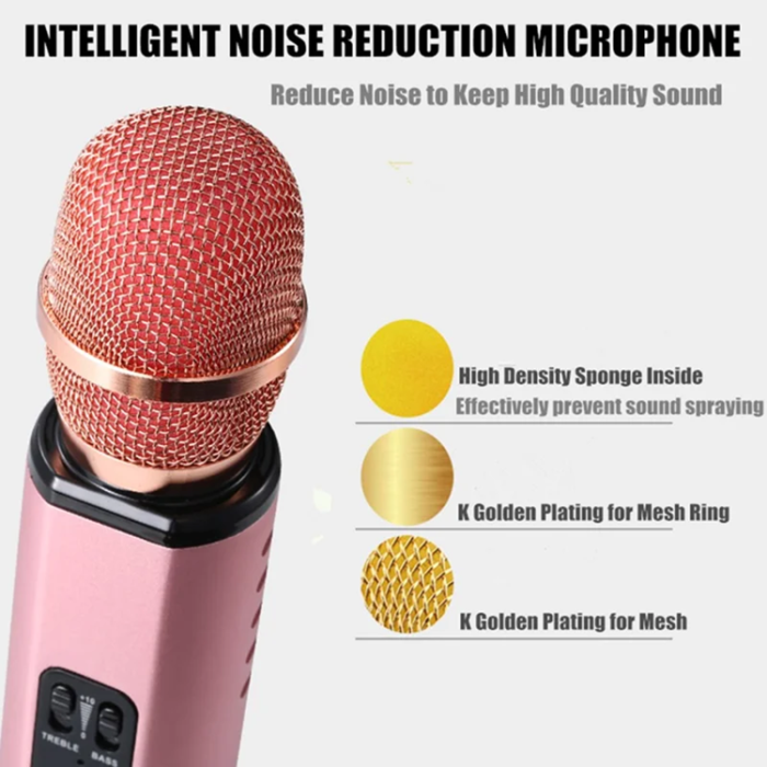 OEM - 2in1 Trådlös Mikrofon Bluetooth Högtalare Karaoke K6 - Silver