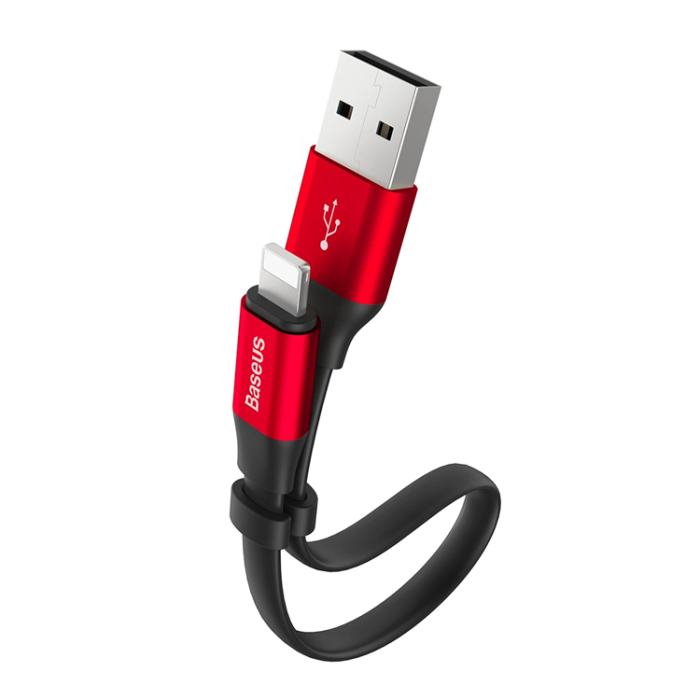 BASEUS - Baseus USB-A till Lightning kabel Nimble 2A 0.23m - Röd Svart
