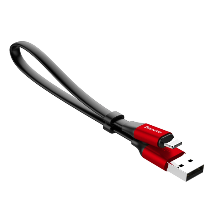 BASEUS - Baseus USB-A till Lightning kabel Nimble 2A 0.23m - Röd Svart