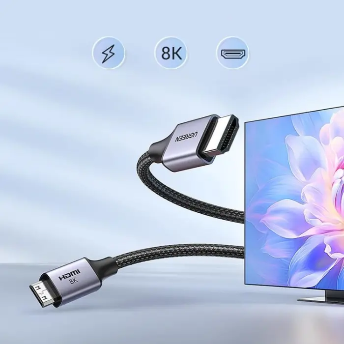 Ugreen - Ugreen Mini HDMI 8K Kabel 2m HD163 - Grå