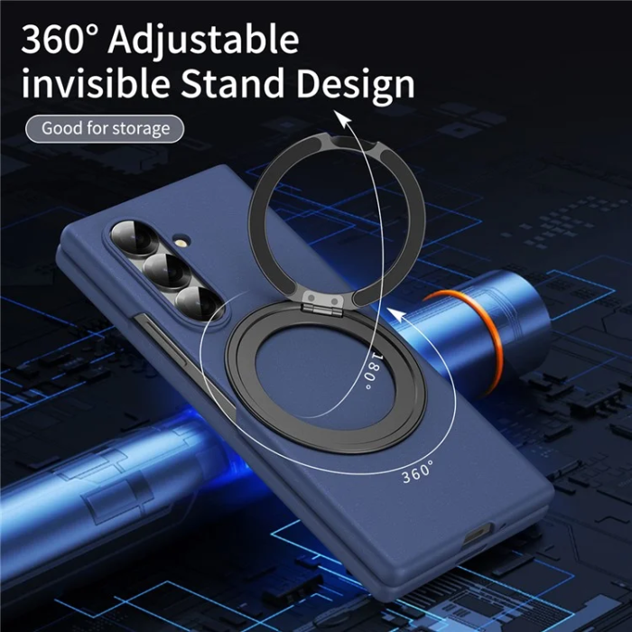 A-One Brand - Galaxy Z Fold7 5G Mobilskal Ring Kickstand Hård PC - Blå