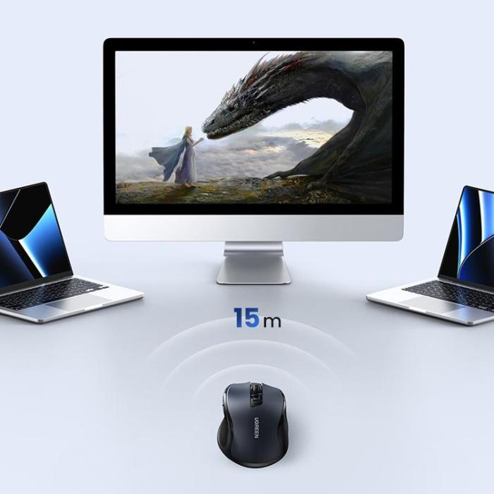 Ugreen - Ugreen Optisk Trådlös Mus USB 2.4GHz/Bluetooth 5.0 - Svart