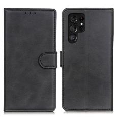 OEM - Samsung Galaxy S26 Ultra Fodral &Auml;kta L&auml;der St&auml;llfunktion - Svart