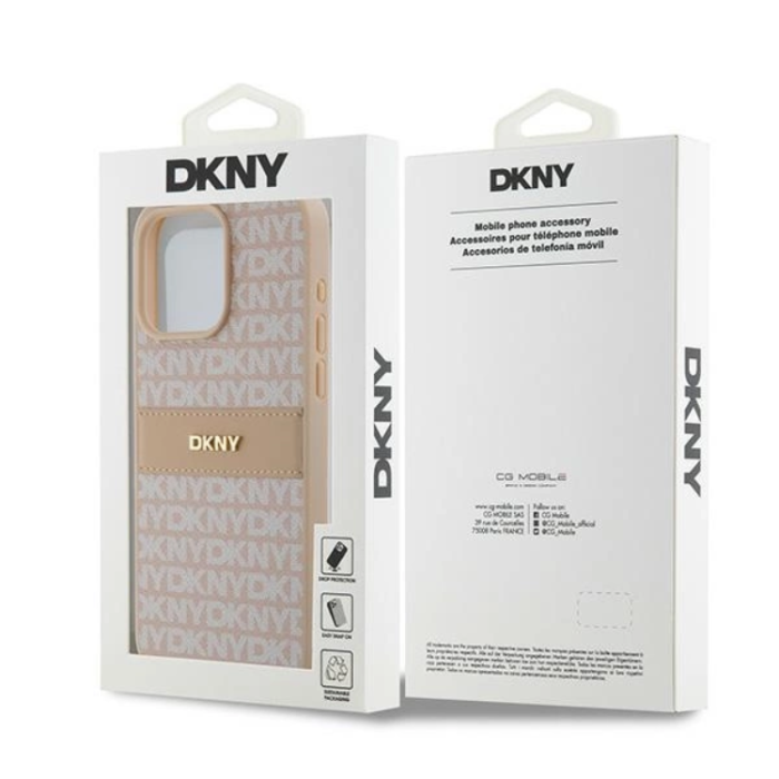DKNY - DKNY iPhone 14 Pro Max Mobilskal Läder Mono Stripe & Metal Logo