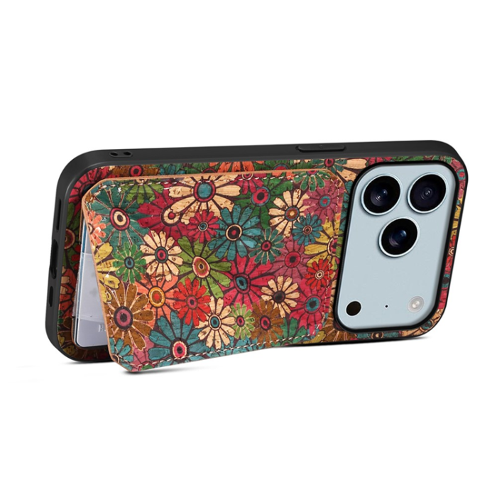A-One Brand - iPhone 17 Pro Mobilskal Korthållare Blommor - Vår / Grön