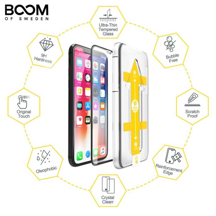 Boom of Sweden - BOOM Curved Härdat Glas Skärmskydd iPhone XS Max