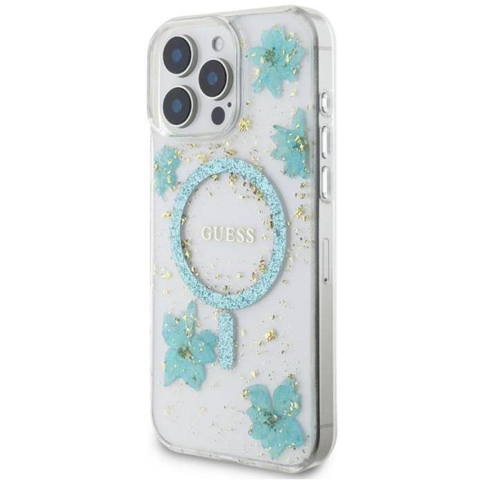 Guess - Guess iPhone 16 Pro Mobilskal MagSafe Resin Flowers - Turkos