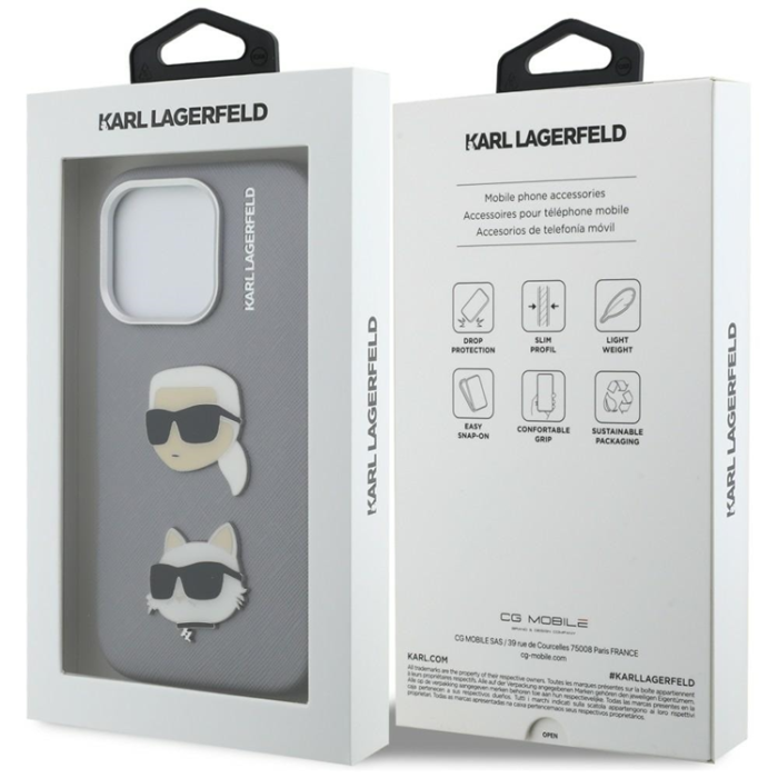 KARL LAGERFELD - Karl Lagerfeld Mobilskal För iPhone 16 Pro FW Grained Karl & Choupette