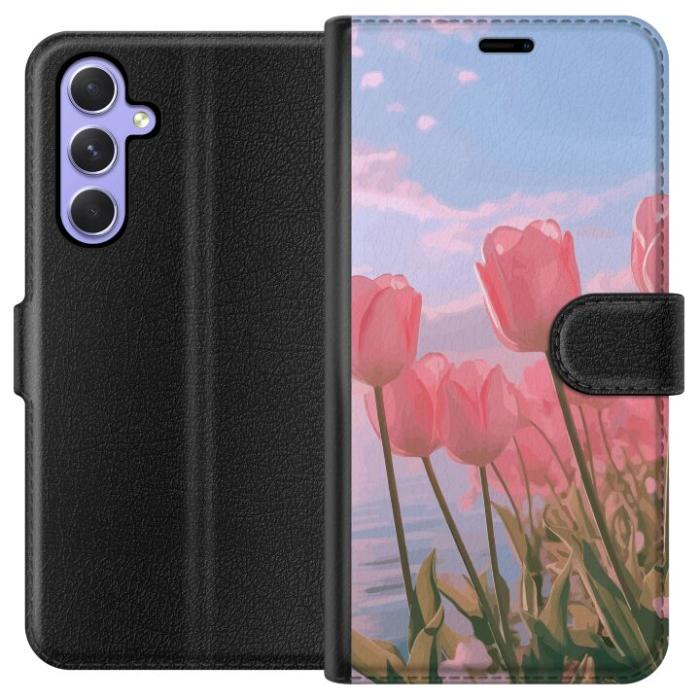 iSecrets - Plånboksfodral till Samsung Galaxy A54 med Rosa Tulpaner