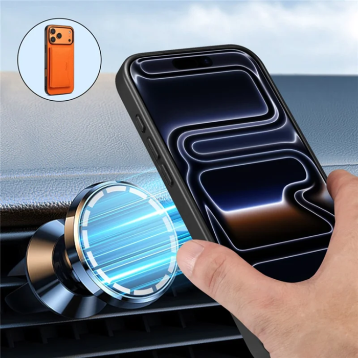 DENIOR - DENIOR iPhone 17 Pro Max Mobilskal korthållare Magsafe D30 - Orange