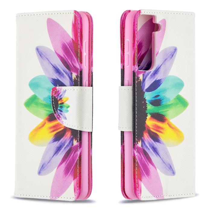 OEM - Plånboksfodral till Samsung Galaxy S21 Ultra - Blomma