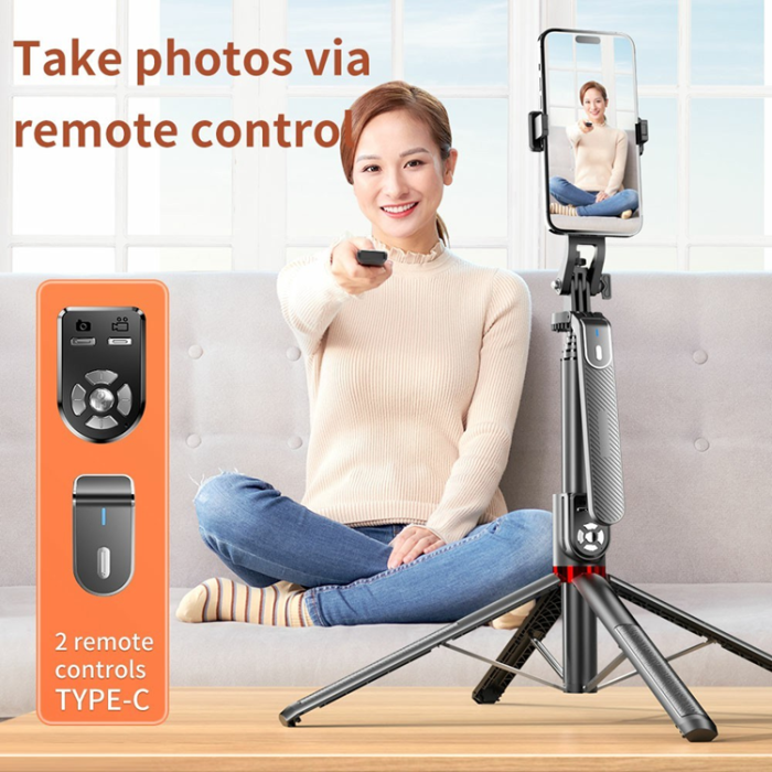OEM - Dubbel Fjärrkontroll Selfiestick Bluetooth Anti-skakning Gimbal P325