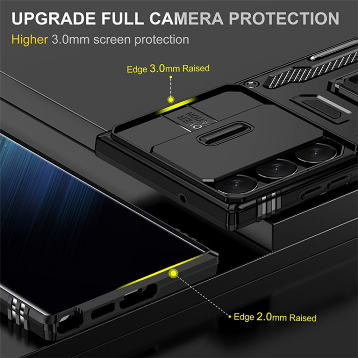 UTGATT - Galaxy S23 Ultra Mobilskal Ringhållare Armor - Svart