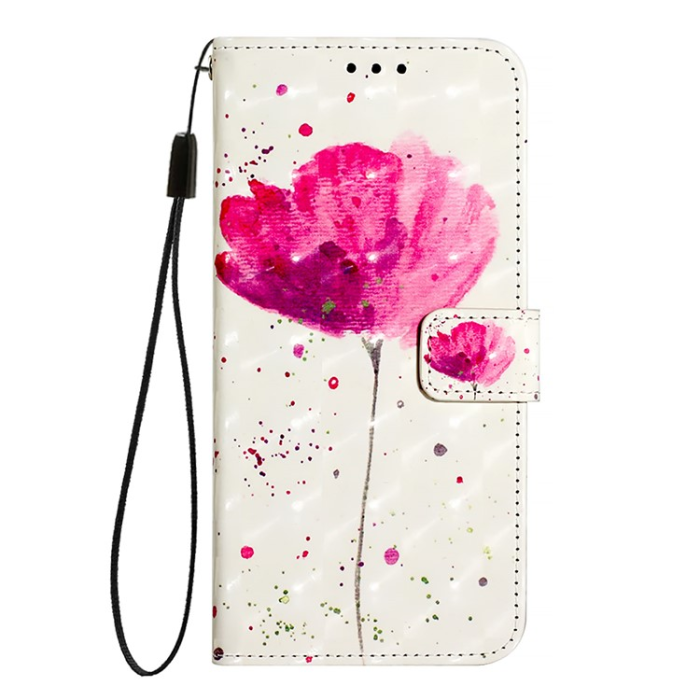 A-One Brand - iPhone 16e Plånboksfodral Printing Pattern Med Rem - Flower