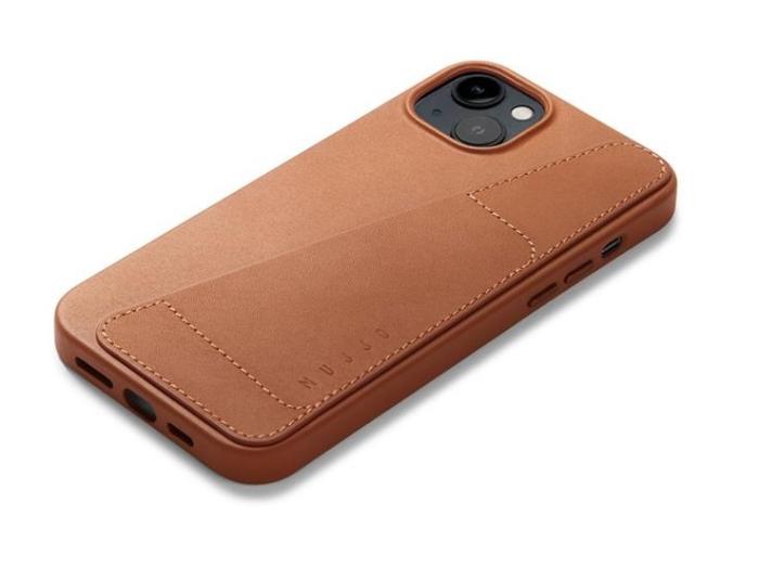 Mujjo - Mujjo iPhone 15 Plus/14 Plus Mobilskal Korthållare Läder Tan