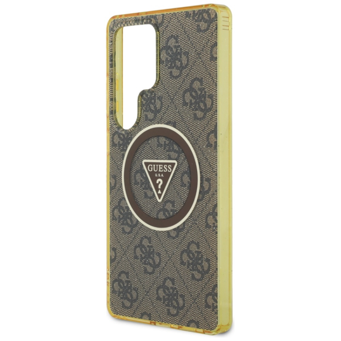 Guess - Guess Mobilskal till Galaxy S25 Ultra MagSafe 4G Glitter Triangle Buttons - Brun