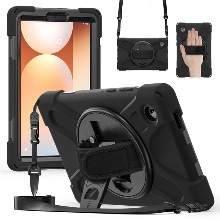 Galaxy Tab A11 Mobilskal Kickstand Silikon Axelrem (Svart) | 2353 | AlltMobil