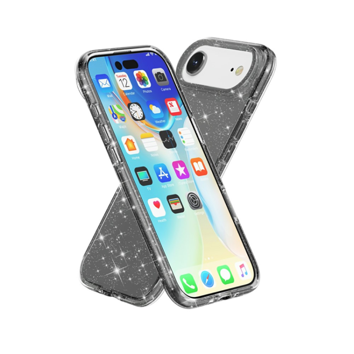 A-One Brand - iPhone 17 Air Mobilskal Glittrande Puderglitter - Svart